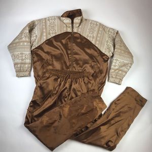 Lavon Womens Tracksuit Brown Geometric Vintage S